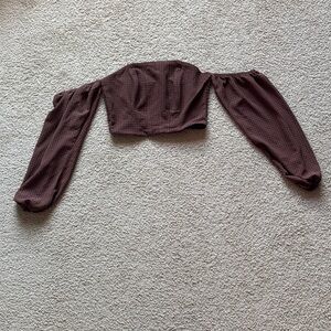 Wild Fable Brown Off-Shoulder Crop Top